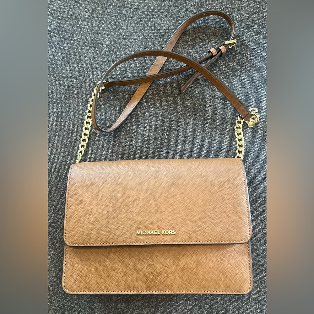 Large Michael Kors Daniela Leather Bag Saffiano Purse Messenger Crossbody Chain